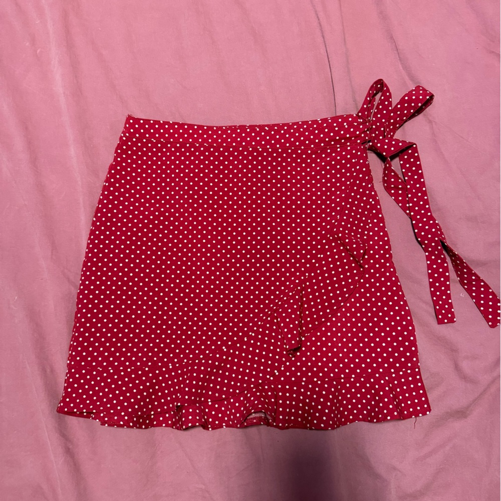 Nasty Gal Red Polka Dot Strapless Crop Top